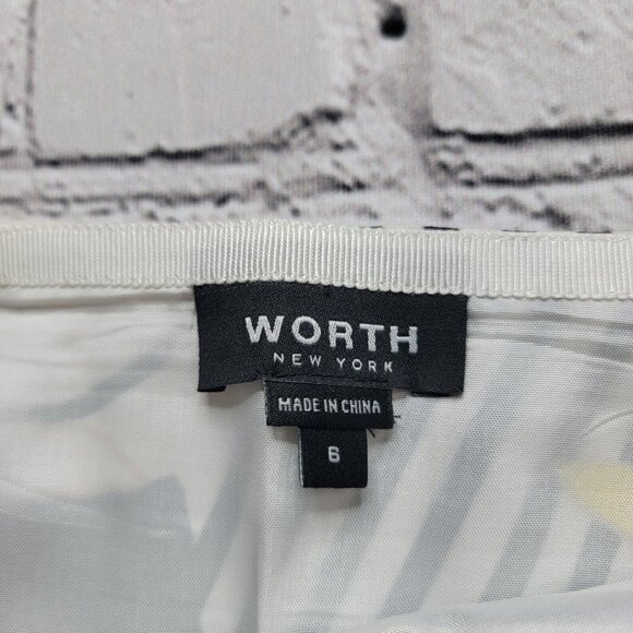 Worth 100% Silk Black White Red Straight Skirt Size 6 - Picture 9 of 13